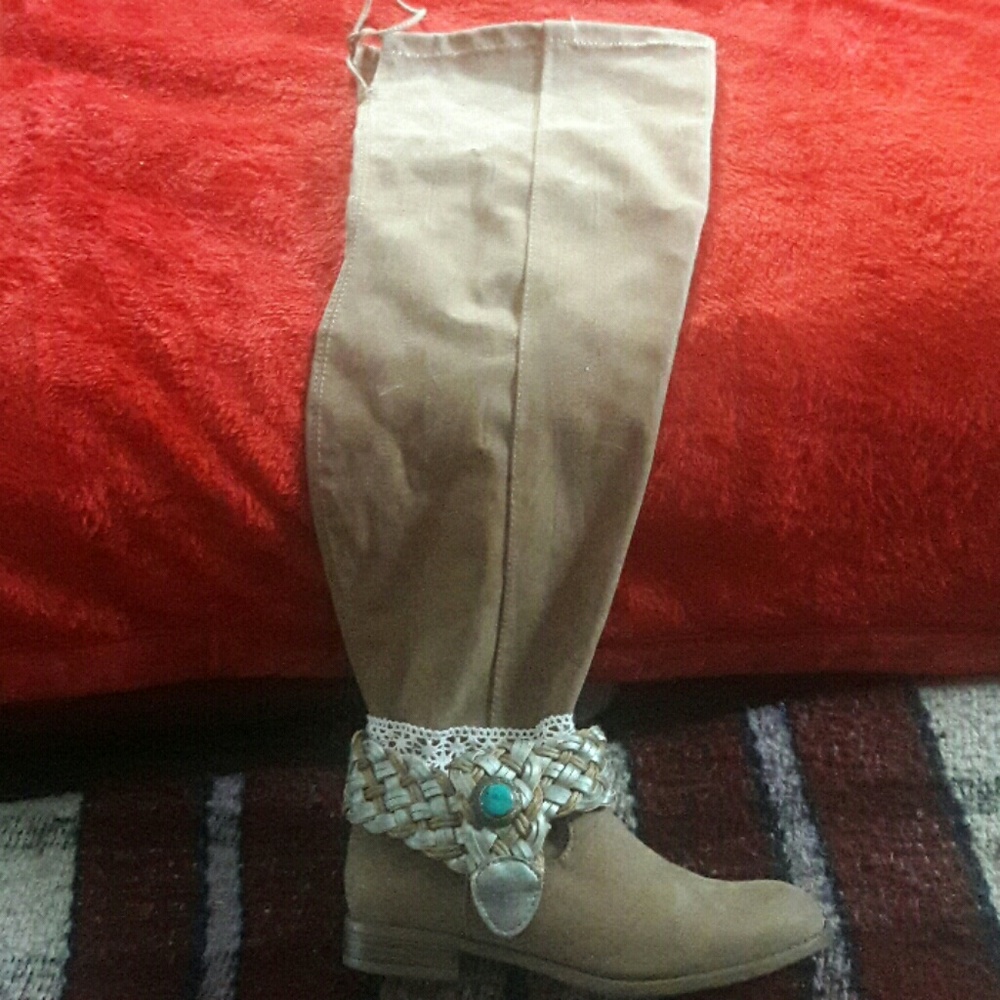 Upscaled over the knee tan boots